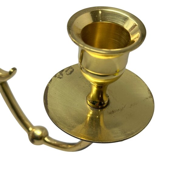 Vintage Brass Double Arm Wall Candle Holder MCM Hollywood Regency Decor 12 Inch - Picture 4 of 16